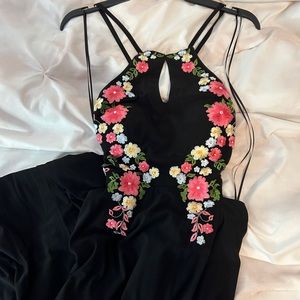 Black Cutout Open Back High Slit Dress Size 1